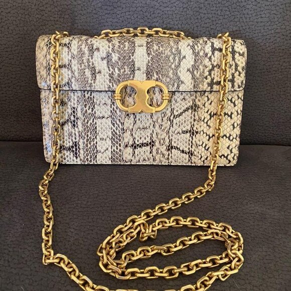 Tory Burch Handbags - TORY BURCH GEMINI LINK SNAKE SKIN CHAIN SHOULDER BAG